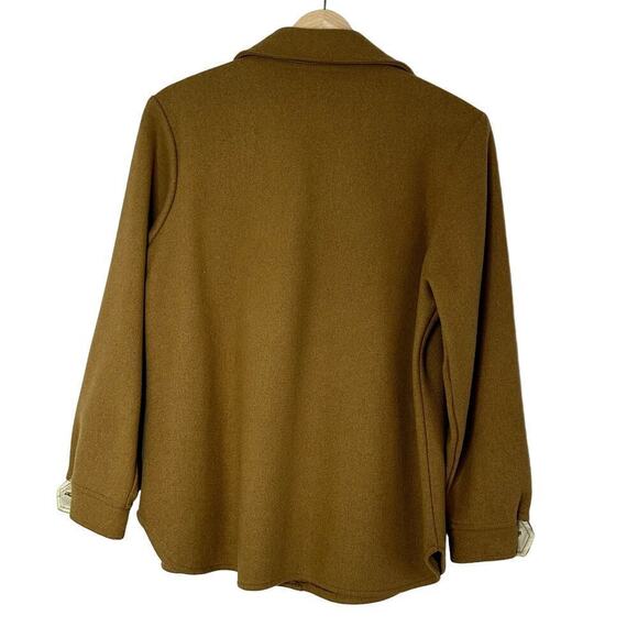 70s Wool Tan button down military style shirt - Picture 2 of 5